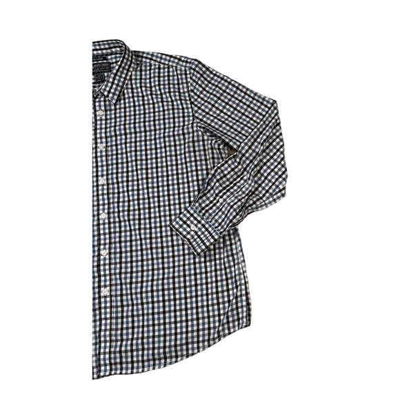 American Rag Shirt Men's Long Sleeve Button Up Oxford Plaid Blue Black White 2XL - Picture 6 of 11